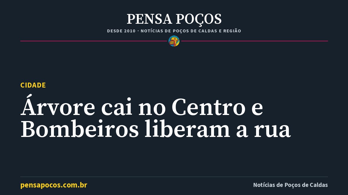 Árvore cai no Centro de Poços de Caldas e Bombeiros são chamados para liberar a rua