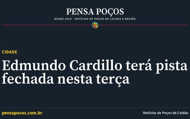 Atenção, motorista: pista da Edmundo Cardillo será fechada nesta terça em Poços