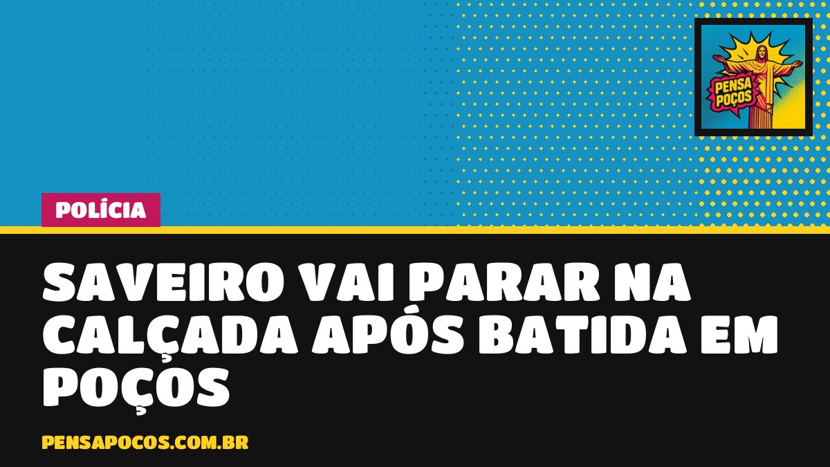 Carro desgovernado joga Saveiro na calçada em Poços e só um poste evita tragédia em loja