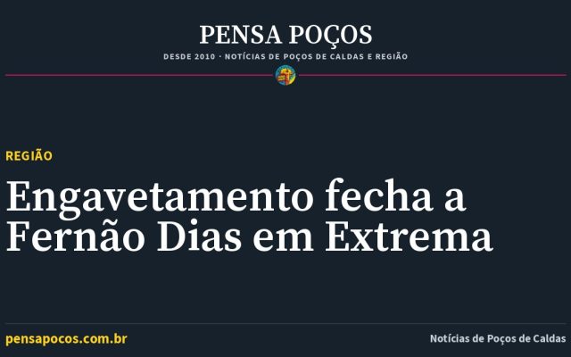 Engavetamento fecha a Fernão Dias em Extrema na saída para o feriadão de Finados