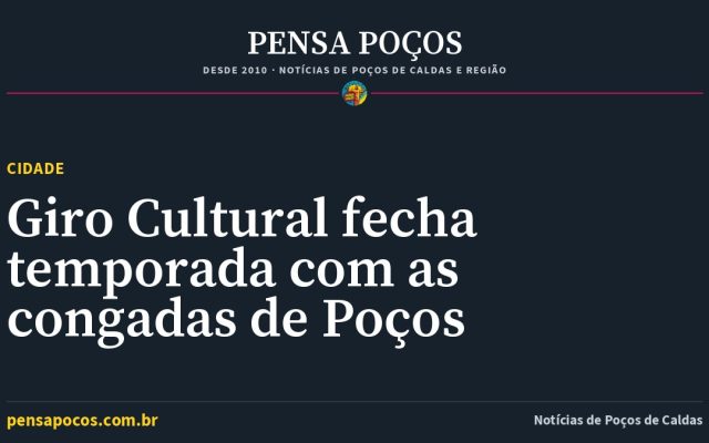Giro Cultural fecha temporada com congadas e música afro-brasileira de Poços de Caldas