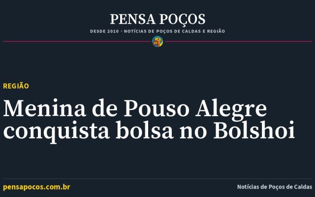Menina de 9 anos de Pouso Alegre vence disputa e ganha bolsa integral na Escola Bolshoi