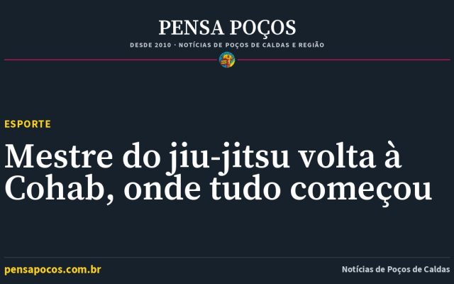 Mestre de jiu-jitsu volta ao projeto Cohab City, em Poços de Caldas, onde tudo começou