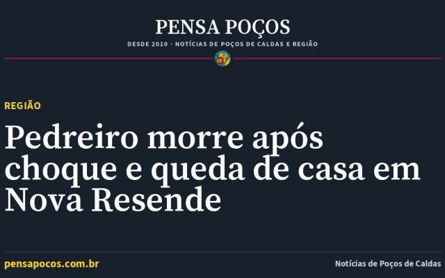 Pedreiro de 22 anos morre após descarga elétrica e queda de casa em Nova Resende