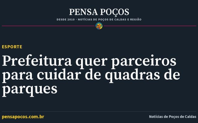 Poços de Caldas abre disputa para adotar quadras de areia, tênis e squash em parques