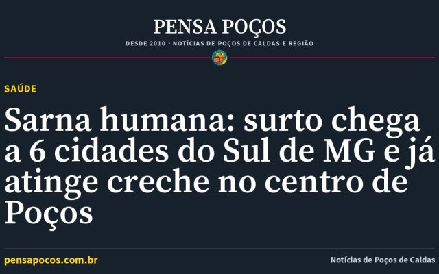 Sarna humana: surto chega a 6 cidades do Sul de MG e já atinge creche no centro de Poços